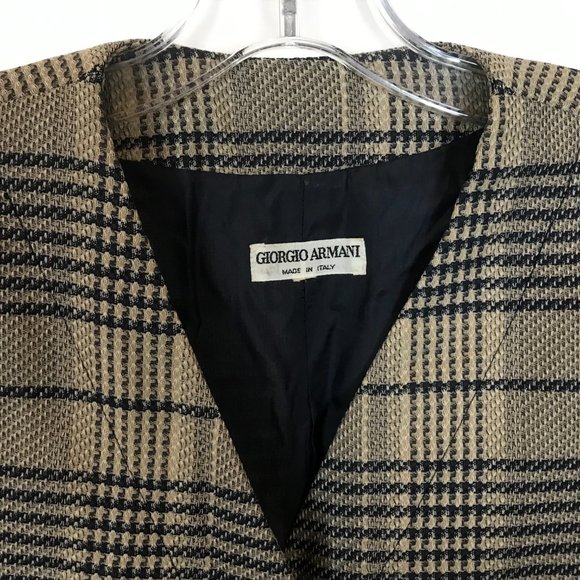 Womens Size 10 Giorgio Armani Vintage Plaid Pattern Blazer Jacket Made in Italy - Picture 2 of 4